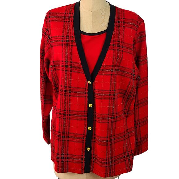 Vintage Bobbie Brooks one piece red plaid 2fer Large - Picture 1 of 8